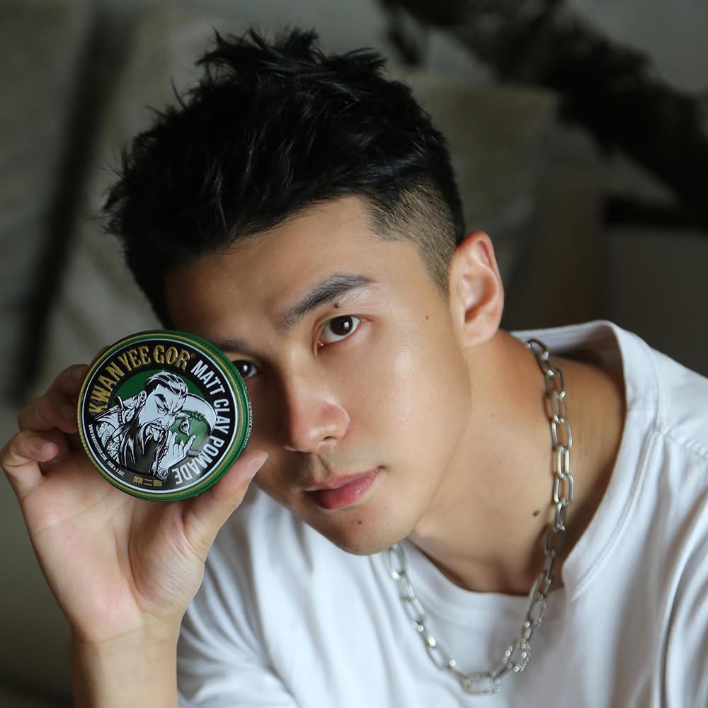 KWAN YEE GOR Matte Hair Clay Pomade for Men - 24H Strong Hold & Water-Based | German Formula | No White Residue, Easy Wash | Beeswax & Kaolin Clay |