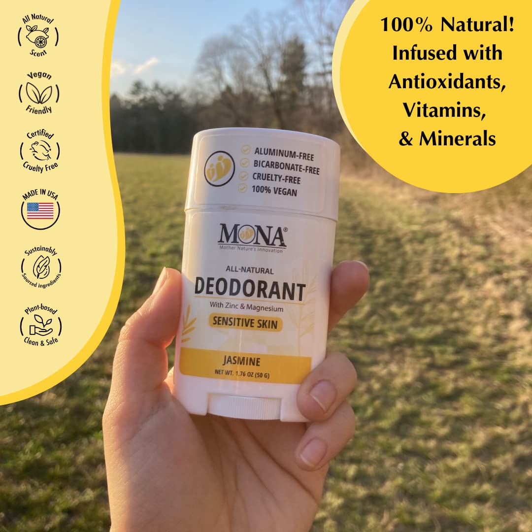 MONA BRANDS All Natural Deodorant For Women & Men - For Sensitive Skin - No Aluminum or Baking Soda - (JASMINE 1.76 Oz) Beauty and Personal Care MONA