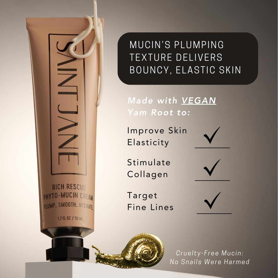 SAINT JANE - Rich Rescue Phyto Mucin Cream | Plumping, Smoothing, Firming, Hydrating | Niacinamide, Lotus Flower, Yam Root, Hyaluronic Acid | Luxe