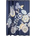 InterDesign Garden Floral Fabric Shower Curtain - 72" x 72", Navy Multi Color