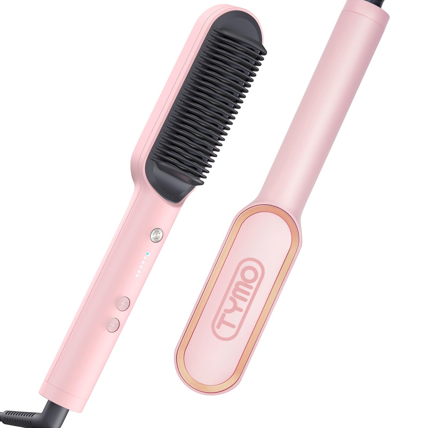 TYMO Ring Hair Straightener Brush - Hair Straightening Iron with Built-in Comb, 20s Fast Heating & 5 Temp Settings & Anti-Scald, Perfect