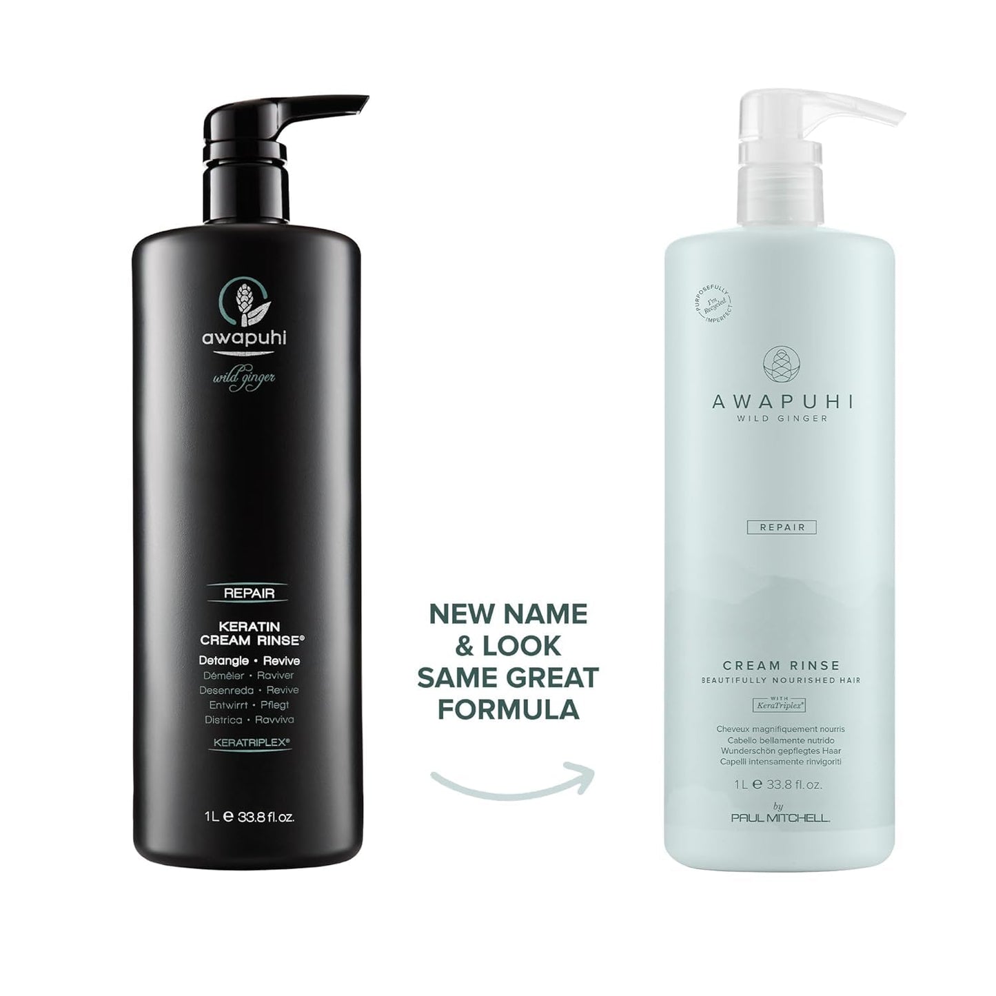 Awapuhi Wild Ginger Paul Mitchell Repair Liter Duo Set, Shampoo + Conditioner, For Dry, Damaged Hair