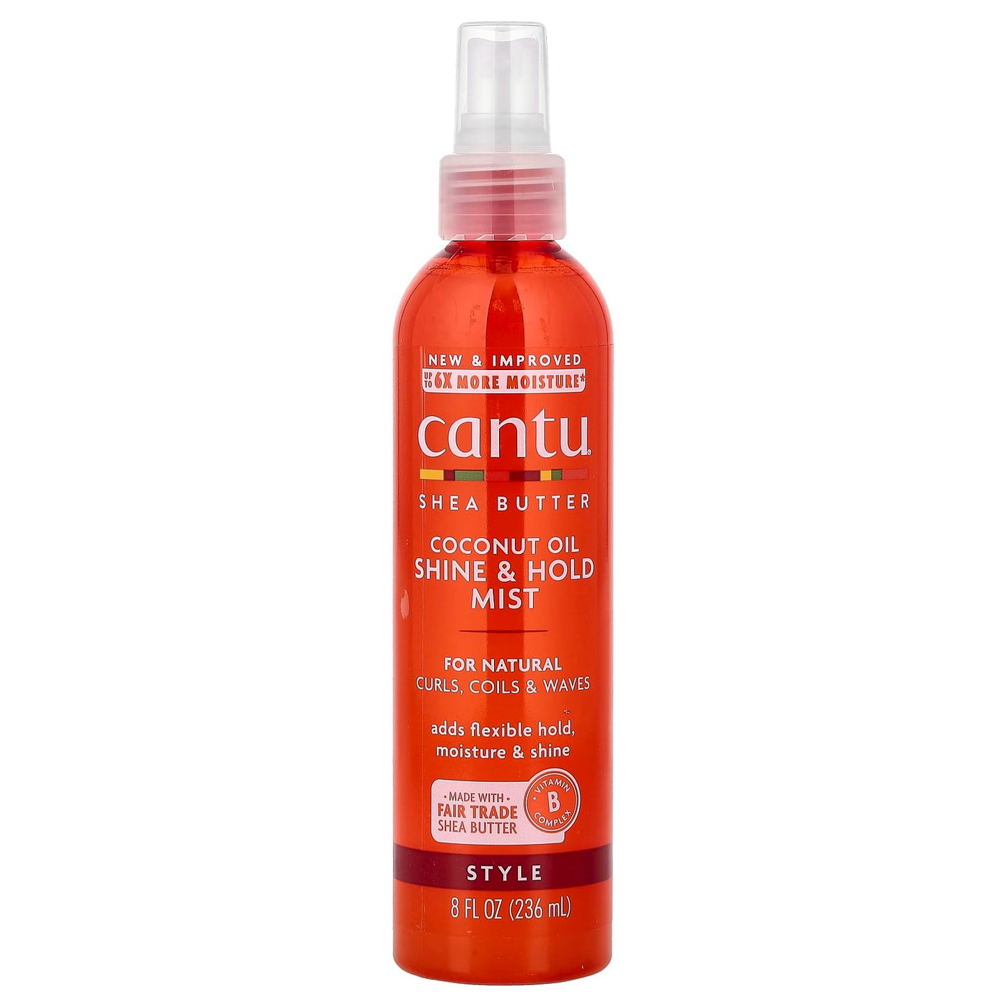 Cantu Coconut Oil Shine & Hold Mist with Shea Butter for Natural Hair, 8 fl oz