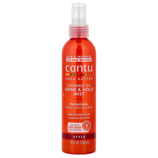 Cantu Coconut Oil Shine & Hold Mist with Shea Butter for Natural Hair, 8 fl oz