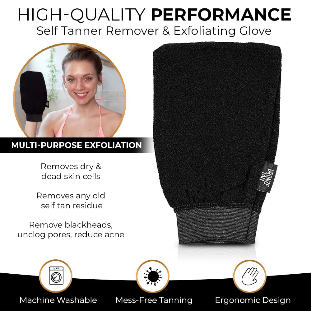 Bronze Tan Self Tanner Remover & Skin Exfoliating Glove For Sunless Tanning Best Self Tan Remover Glove for Easy and Painless Sunless Tan Removal Try