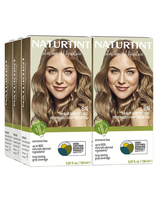 Naturtint 8N Wheat Germ Blonde Permanent Hair Color (Pack of 6), Ammonia Free, Vegan, Cruelty Free, up to 100% Gray Coverage, Long Lasting Results