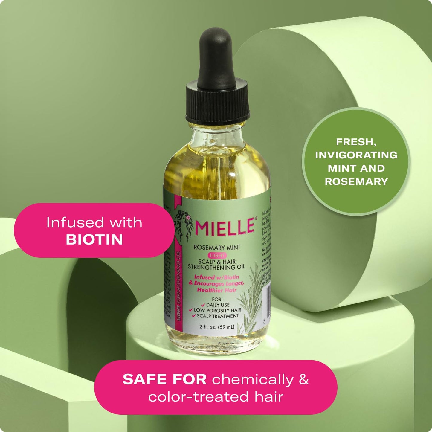 Mielle Organics Rosemary & Mint Light Hair Oil, Split Ends & Dry Scalp Treatment - Infused with Biotin & Essential Oils for Strengthening, Soothing