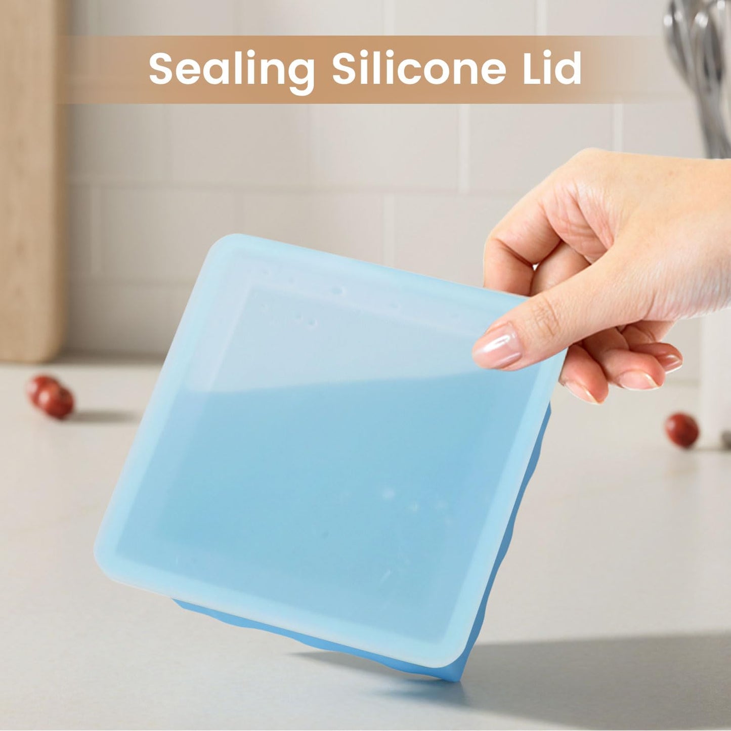 Silicone Freezer Tray for Soup Ice Cubes: 2-Cup Freezing Trays with Lid for Meal Prep - 4Pack Silicon Soup Portion Freeze Tray Make Stock Souped Ice…