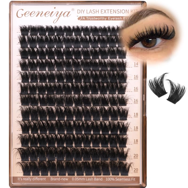 Geeneiya Lash Clusters 200D Full Eyelash Clusters 10-20mm Thick D Curvature Lash Extension Wispy Cluster Eyelash Extensions DIY Individual Eyelashes Beauty and Personal Care Geeneiya Default Title