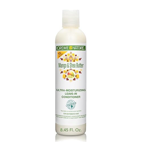 Creme of Nature Mango and Shea Butter Ultra-Moisturizing Leave In Conditioner with Certified Natural Ingredients, Creamy No-Rinse Softening Treatment