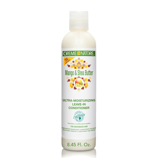 Creme of Nature Mango and Shea Butter Ultra-Moisturizing Leave In Conditioner with Certified Natural Ingredients, Creamy No-Rinse Softening Treatment