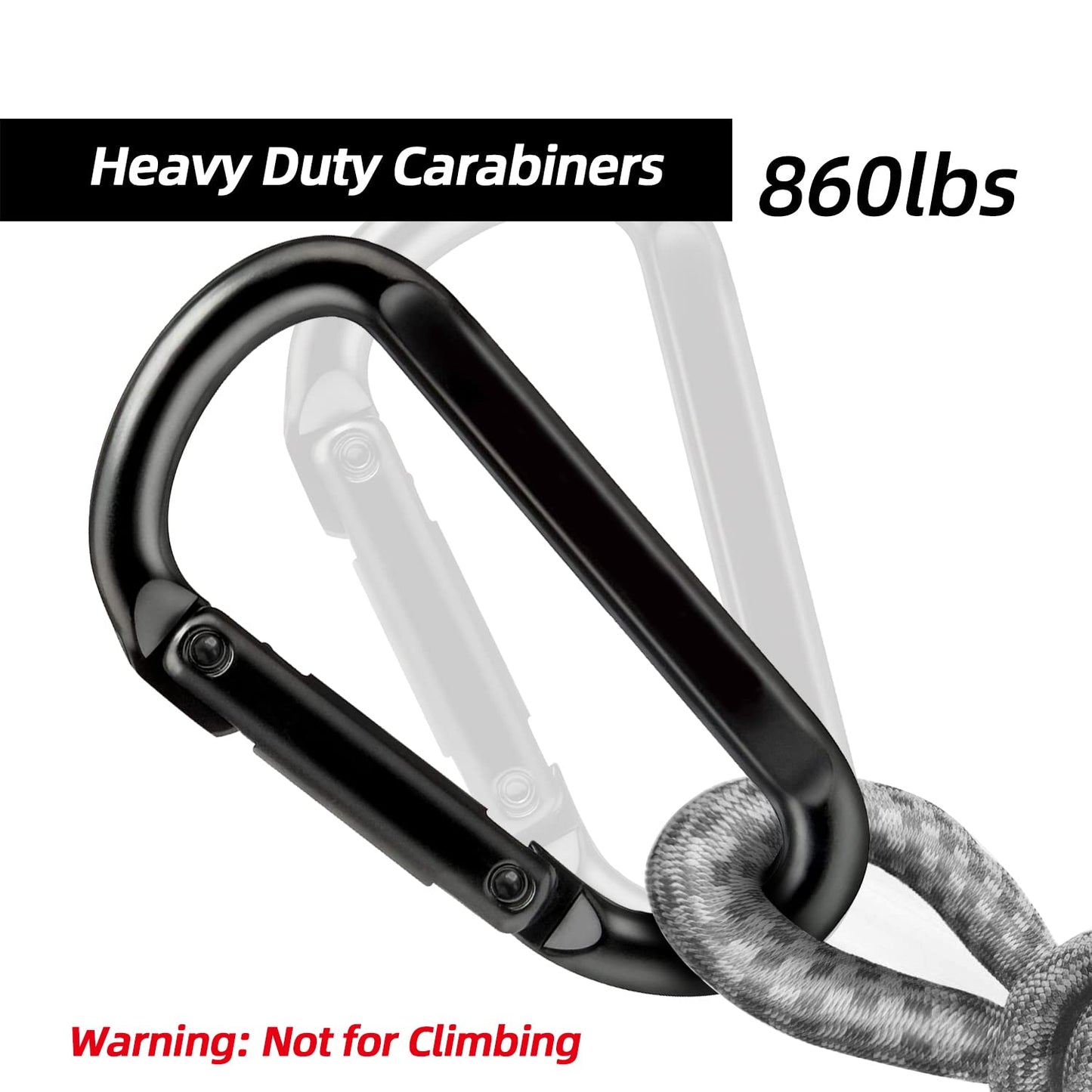 EZYA Heavy Duty Carabiner Clips 860lbs - 3" Iron D-Ring Keychain Hooks for Keys, Gym, Camping, Hiking, Backpacks, Hammocks, Outdoor Gear Accessories