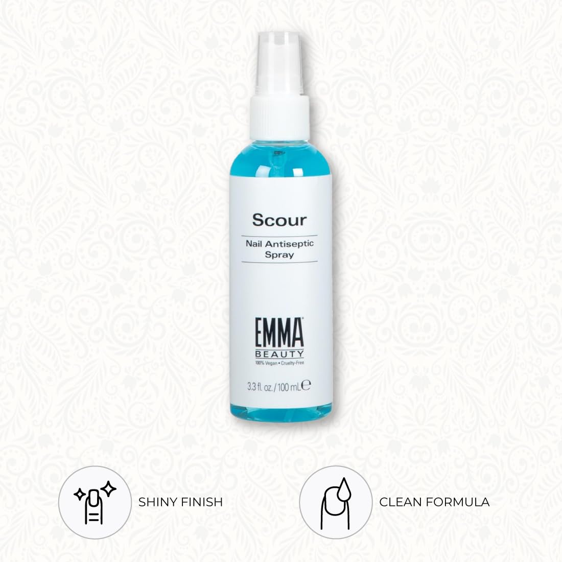 EMMA Beauty Scour Nail Antiseptic Spray, Nail Surface Cleanser and Cleaning Solution, 12+ Free Formula, 100% Vegan & Cruelty-Free, 3.3 oz. Beauty & Personal Care EMMA Beauty
