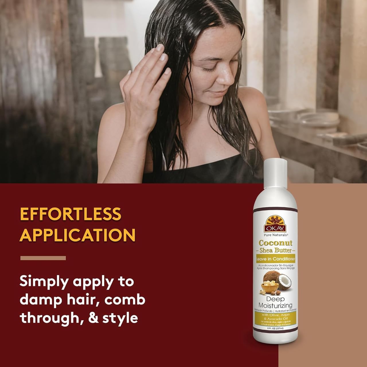 OKAY | Coconut & Shea Butter Leave-In Conditioner | For All Hair Types & Textures | Fortify - Strengthen - Revitalize | With Olive, Argan & Avocado