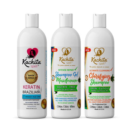 Full KIT New Brazilian Keratin Hair Blowout Treatment Kachita Spell Professional Results Straighten and Smooth Hair Beauty & Personal Care Kachita Spell