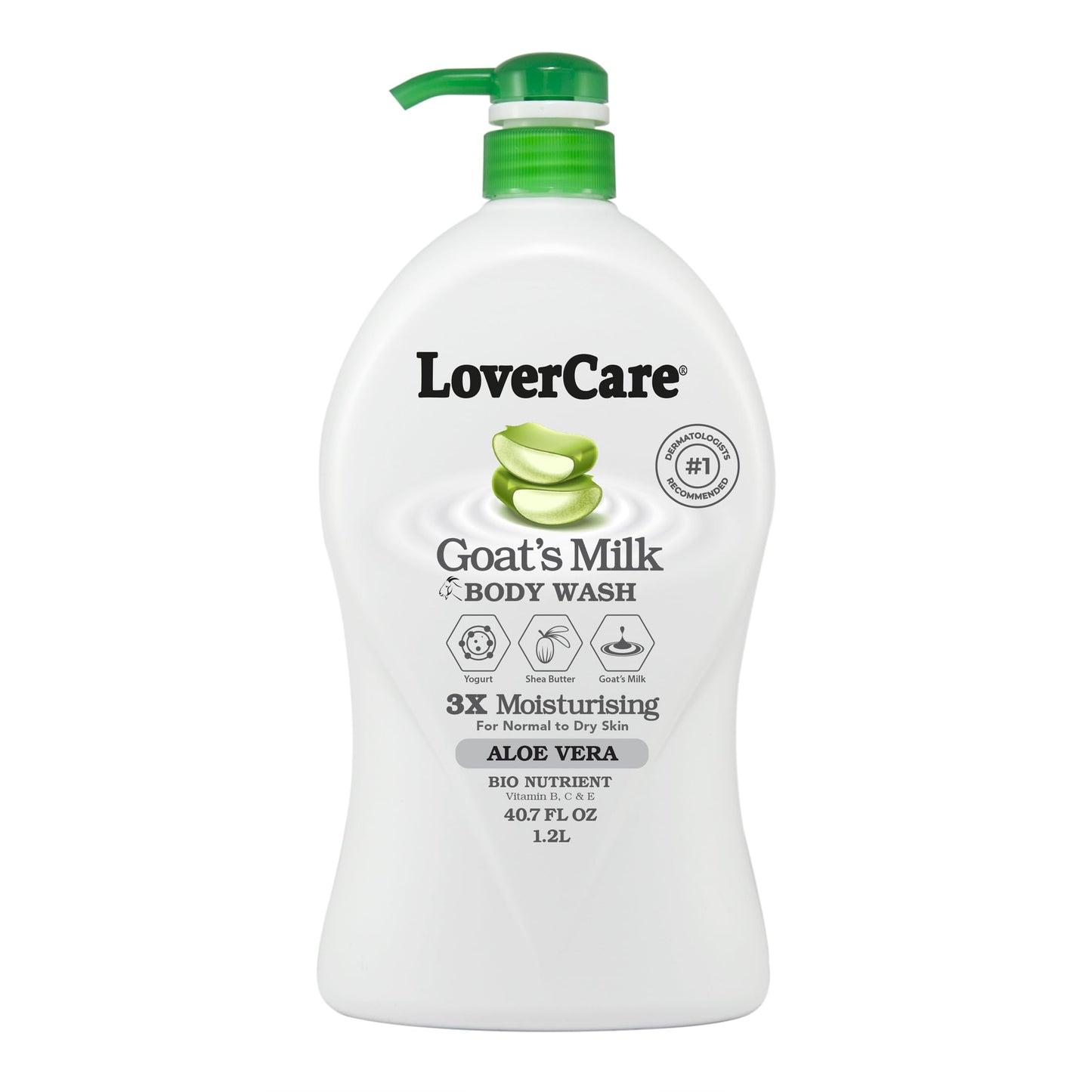 LoverCare Goat's Milk Moisturizing Body Wash Shower Cream Shower Gel Aloe Vera 40.7 Fl.Oz