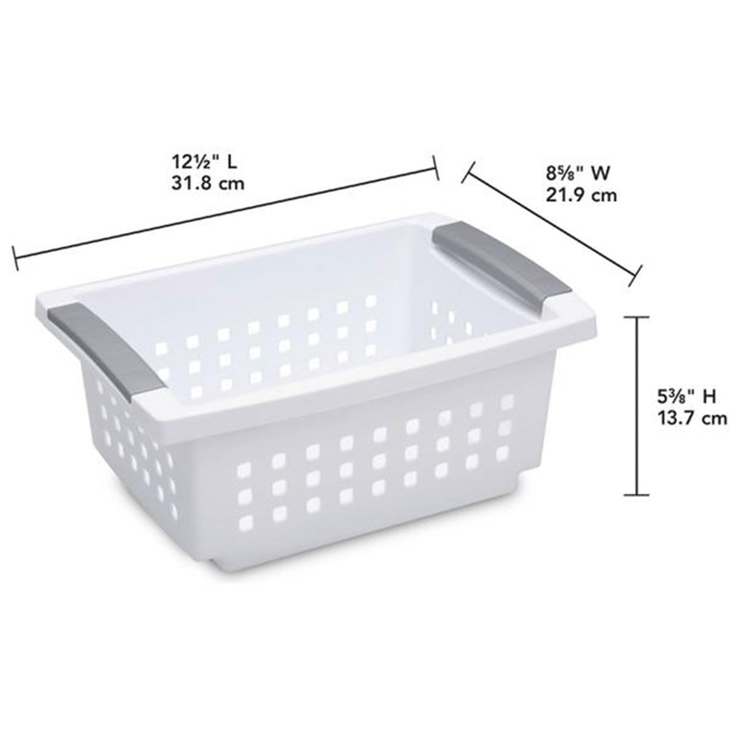 Sterilite Small Plastic Stacking Storage Basket Container Totes w/Comfort Grip Handles and Flip Down Rails for Household Organization, 8 Pack, White