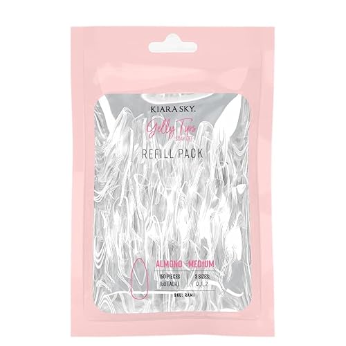 Kiara Sky Gelly Tips Refill Packs - Soak Off Soft Gels - Almond Shape (Medium Length) (Sizes 0, 1, 2) Beauty & Personal Care KIARA SKY