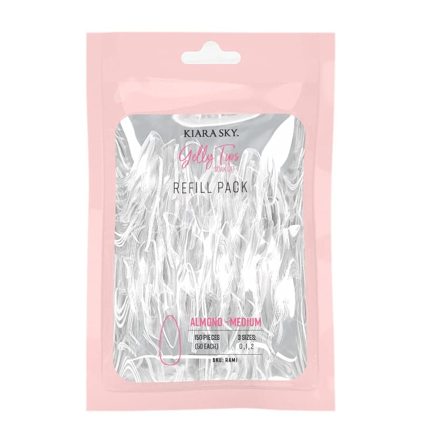 Kiara Sky Gelly Tips Refill Packs - Soak Off Soft Gels - Almond Shape (Medium Length) (Sizes 0, 1, 2) Beauty & Personal Care KIARA SKY