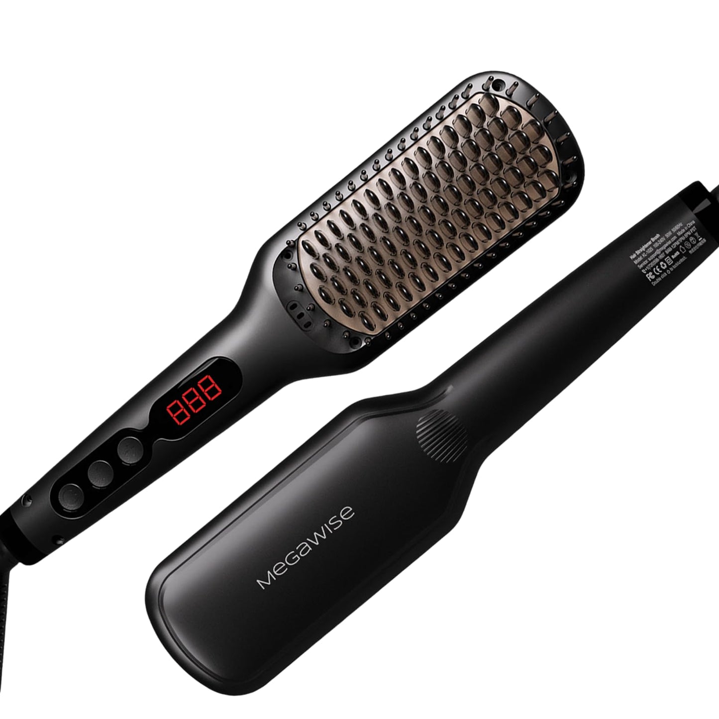 MEGAWISE Pro Ceramic Ionic Hair Straightener Brush for Home Salon, Straightening Hair Brush with 20s Heating Tech, Auto-Off, Anti-Scald with Universal