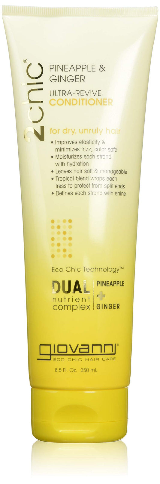 GIOVANNI 2chic Ultra-Revive Conditioner - Moisturizing Conditioner with Pineapple & Ginger, Coconut, Guava, & Aloe Vera Helps Dry Unruly Hair, Paraben