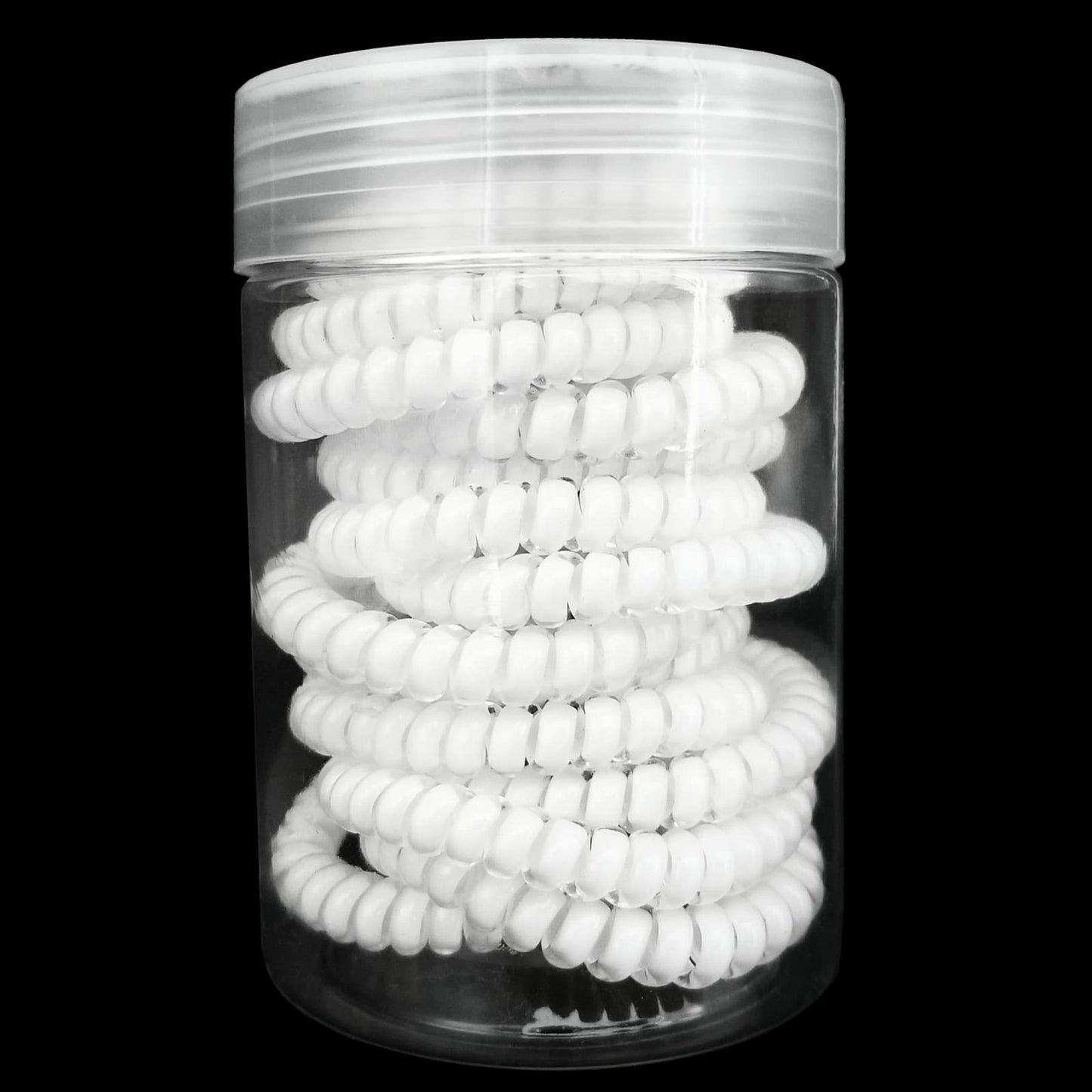 Hodooly 15 Pcs Spiral Hair Ties, No Crease Telephone Cord Plastic Hair Coils in White