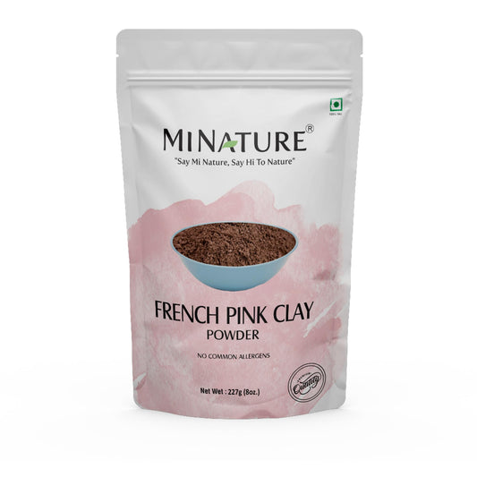 French Pink Clay powder by mi nature | 227g(8 oz) (½ pound) | Montmorillonite Pink-Clay | French Rose Clay | Face mask | natural powder