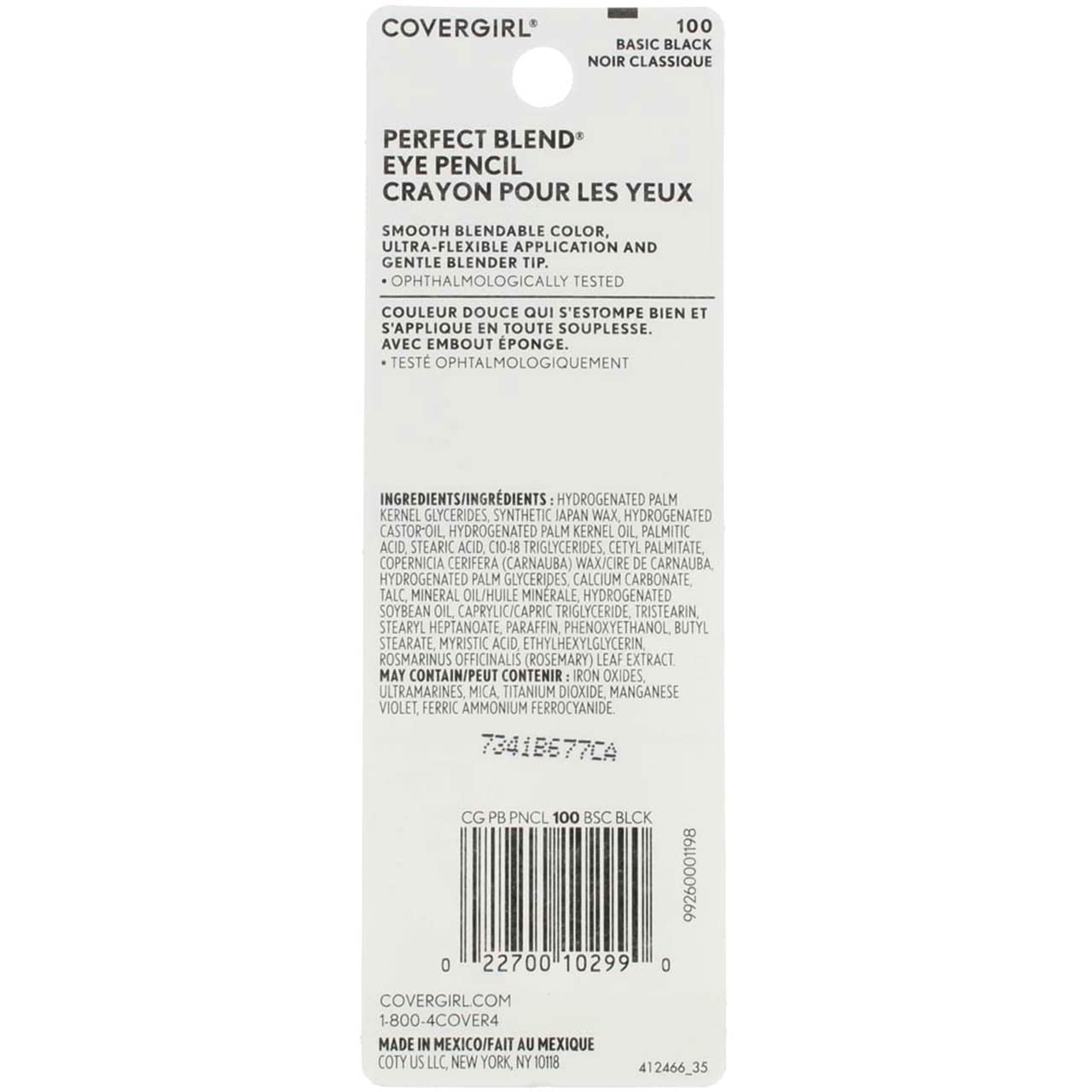 CoverGirl Perfect Blend Eye Pencil, Basic Black [100], 0.03 oz (Pack of 5)