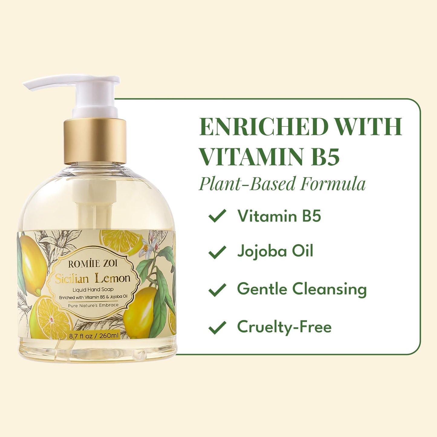 ROMIIE ZOI Liquid Hand Soap, Lemon, 260ml/8.7fl.oz Beauty and Personal Care ROMIIE ZOI