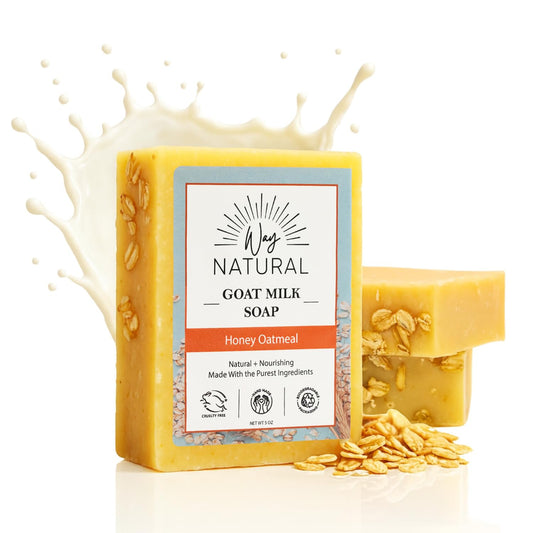 Way Natural Honey Oatmeal Soap Bar (3 Pack) - Goat Milk Soap for Men, Women & Kids - Natural, Handmade w/Real Milk - Dry, Sensitive Skin, Hands/Body Beauty & Personal Care Way Natural