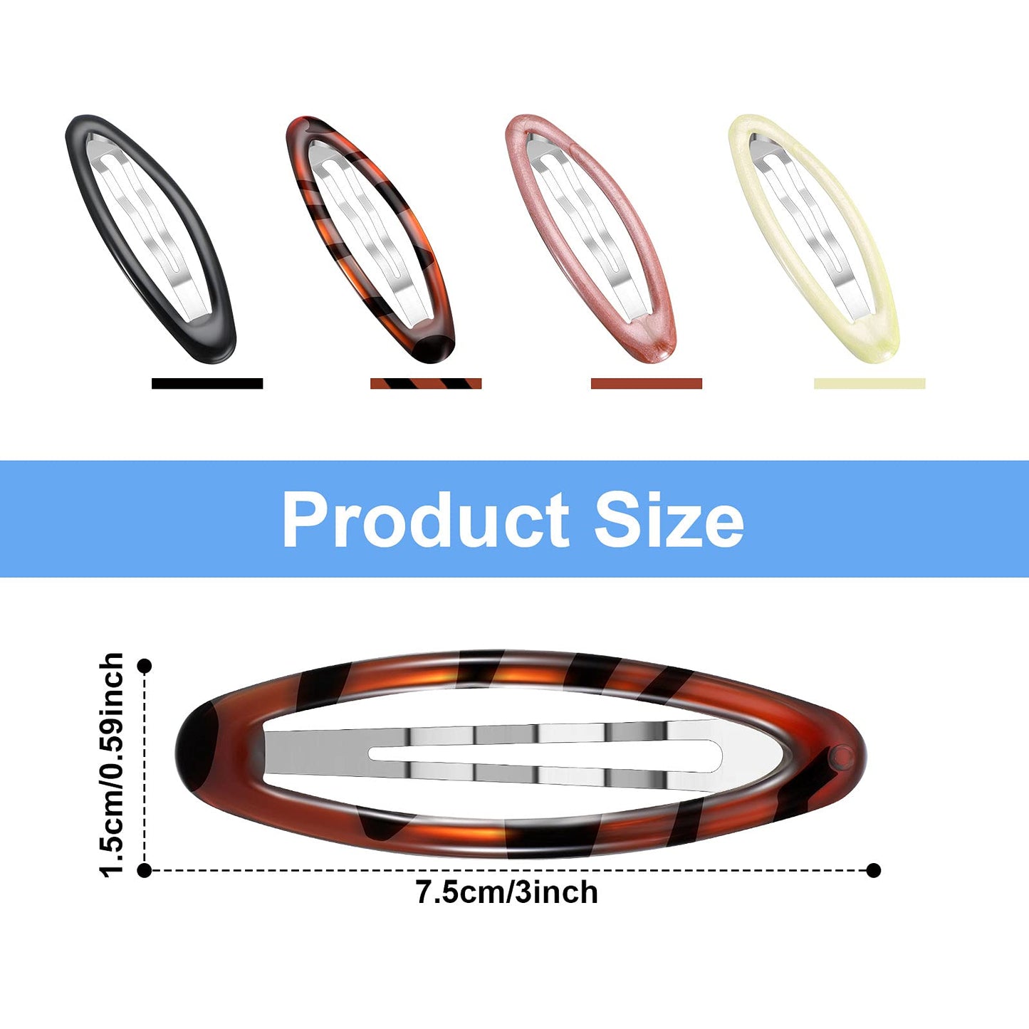 16 Pieces 2.8 Inch Big Oval Water Drop Shape Women Hair Clips Metal Stoving Varnish No Slip Hair Barrettes for Girls Women Accessories(Adorable Color)