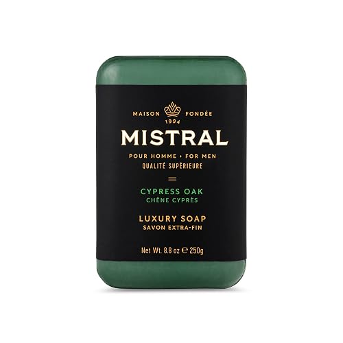 Mistral Cypress Oak Luxury Bar Soap for Men | Men’s Natural Soap Bar | Paraben, Phthalates Free | Moisturizing & Triple-Milled Natural Soap for Men Beauty & Personal Care Mistral