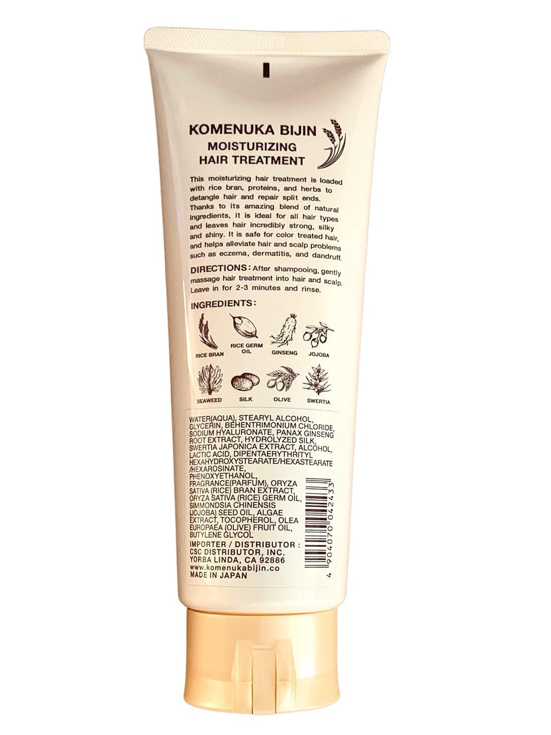 Komenuka Bijin Moisturizing Hair Shampoo and Hair Treatment / Conditioner, No PARABENS and SULFATES