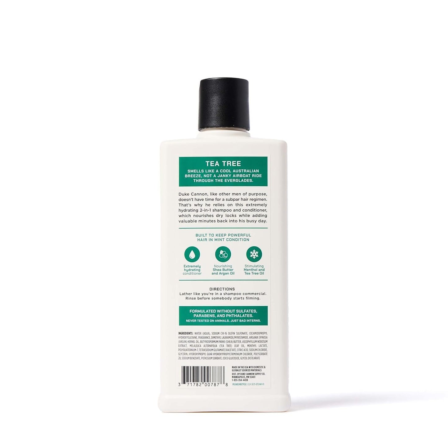 Duke Cannon Supply Co. Tea Tree 2-in-1 Shampoo and Conditioner for Men - 14 fl oz - Fresh Mint + Eucalyptus Scent - Made with Tea Tree Oil & Menthol