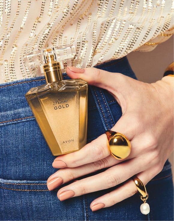 AVON Rare Gold Eau de Parfum Spray for Women, 1.7 fl oz - Amber Floral Fragrance with Mandarin Zest, Ylang-Ylang & Golden Amber - Elegant Designer