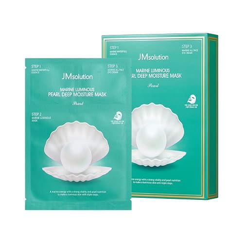 JMsolution Marine Luminous Pearl 3 Step Moisture Mask Plus (10 Sets) | Essence + Sheet Mask + Cream | Hydrating & Radiance Korean Skincare Set |