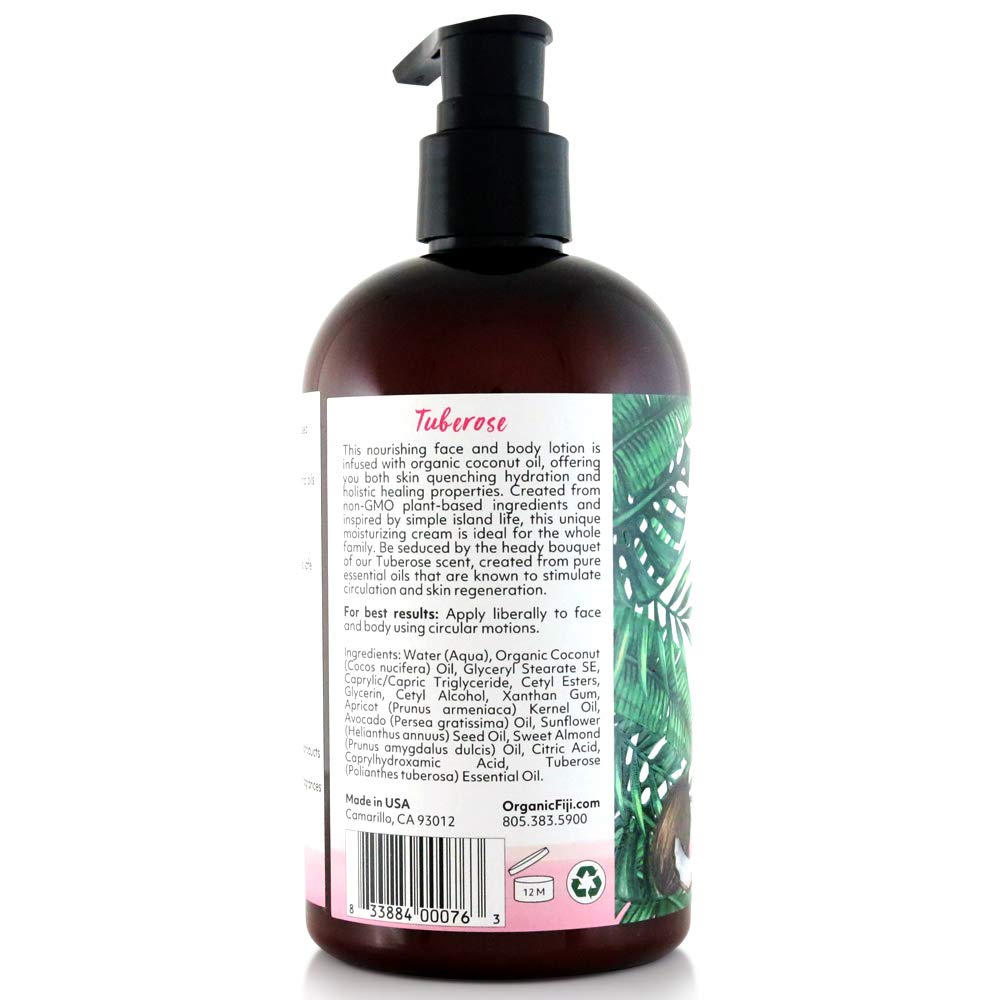 Coco Fiji Face & Body Lotion Infused With Coconut Oil | Lotion for Dry Skin | Moisturizer Face Cream & Massage Lotion for Women & Men | Tuberose 12