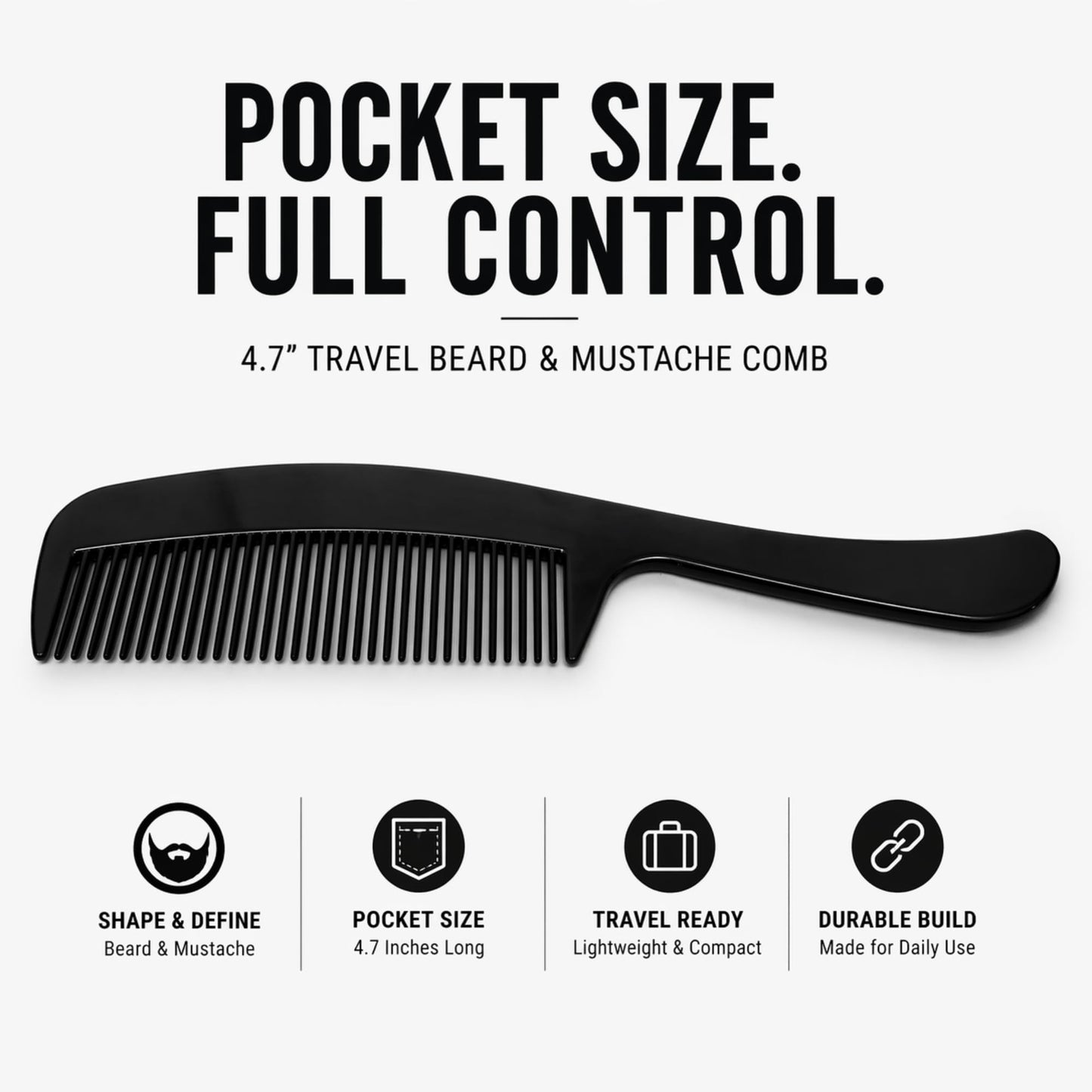 GENTS Mustache & Beard Comb or Fine Tooth Black Comb for Men Travel Comb 4.7" Pocket Size Fine Tooth Plastic Comb for Grooming, Styling & Daily Use (2 Beauty and Personal Care G.B.S
