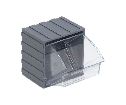 Quantum QTB406 Clear 2-7/8-Inch by 3-3/4-Inch by 4-Inch Tip Out Bin System, Gray, Case of 6