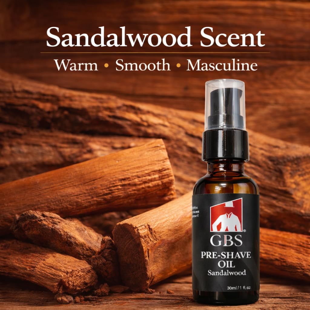 G.B.S Pre-Shave Oil for Sensitive Skin, Sandalwood, 1-Oz (3) Beauty and Personal Care G.B.S