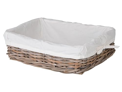 Kouboo Kobo Rattan Shelf Removable Liner, Gray, Medium Size Decorative Storage Basket