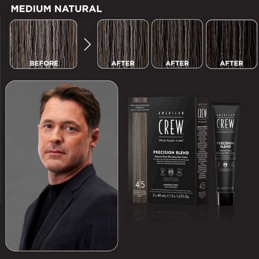 American Crew Men's Temporary Hair Color, Temporary Hair Dye, Natural Gray Coverage, Mednatural, 1.35 Fl Oz