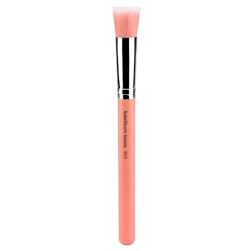 Bdellium Tools Professional Makeup Brush - Pink Bambu Series 953 Duet Fiber Foundation - With Soft Synthetic Fibers, For Precise Application