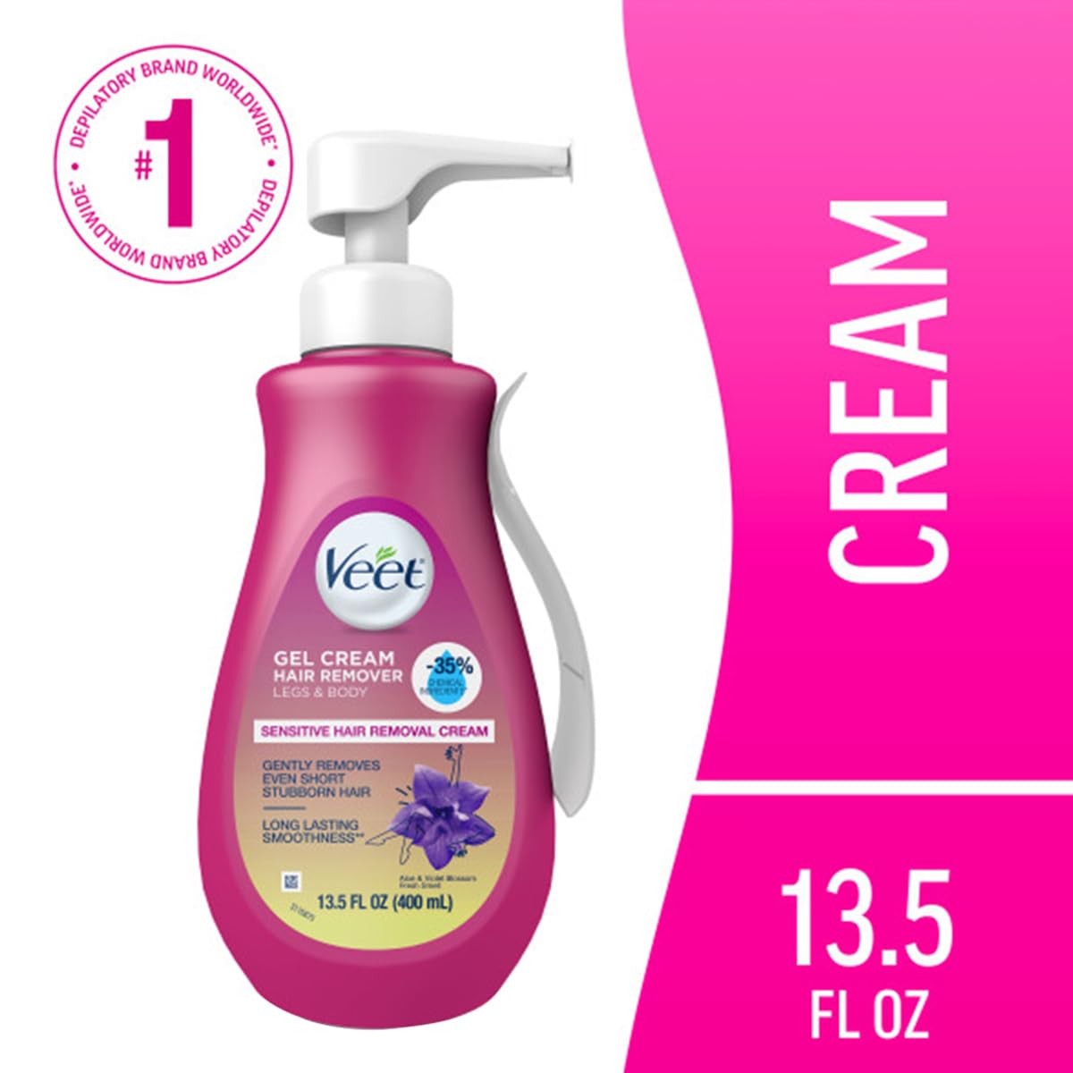 Veet Sensitive Skin Formula with Aloe Vera and Vitamin E, Dermatologically Tested Hair Removal Gel Cream 13.5 Fl Oz. for Legs & Body (5 Pack)