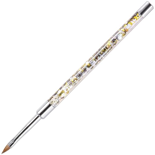 PANA 3D Kolinsky Nail Art Brush - Gold Glitter Handle, Size 4 - Acrylic Nail Art Sculpture Brush for Manicures Pedicure Salon Professional or Beginner Beauty & Personal Care PANA