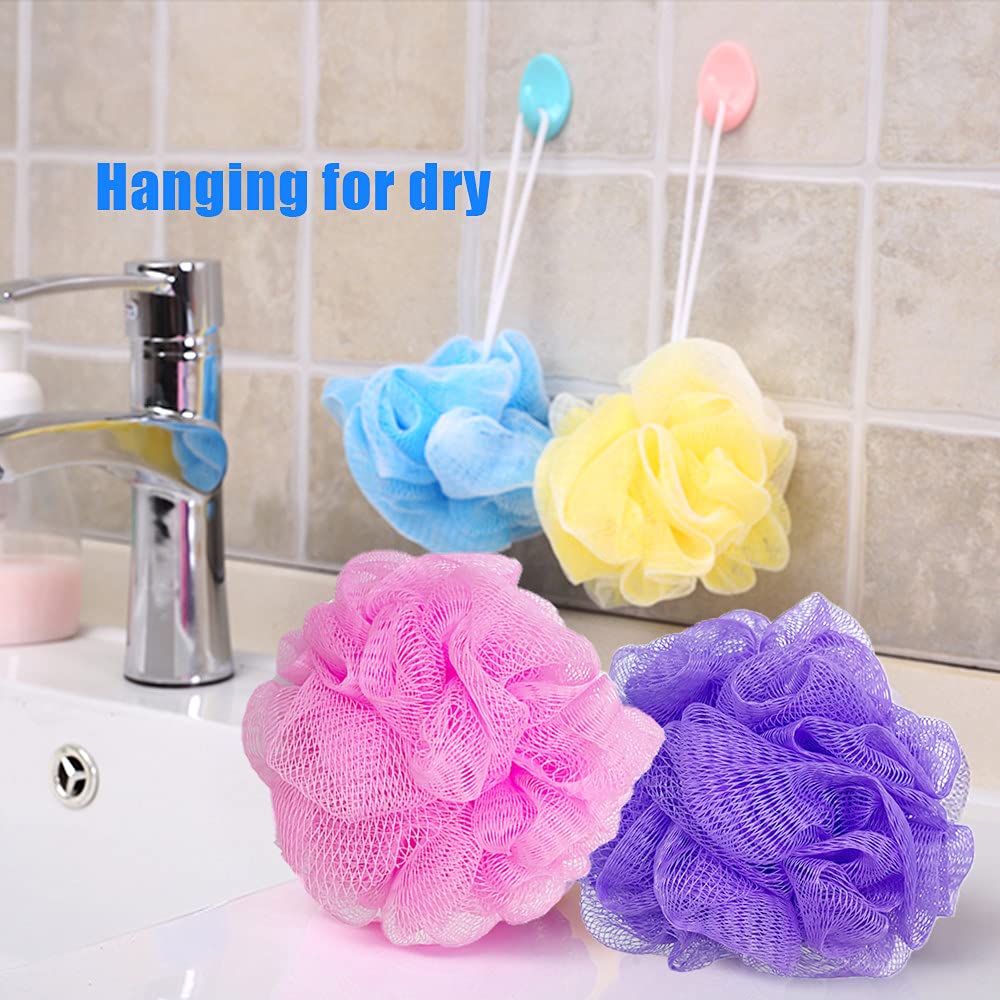 10 Pcs Bath Loofah Shower,Small Mesh Sponge Pouf Colorful Exfoliating Scrubber for Kids Women Men Body Wash,Random Color