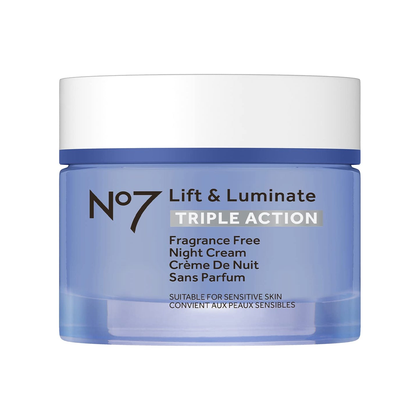 No7 Lift and Luminate Triple Action Fragrance-Free Night Cream - Anti-Wrinkle Collagen Peptide Brightening Moisturizer with Hyaluronic Acid, Hibiscus Beauty and Personal Care No7