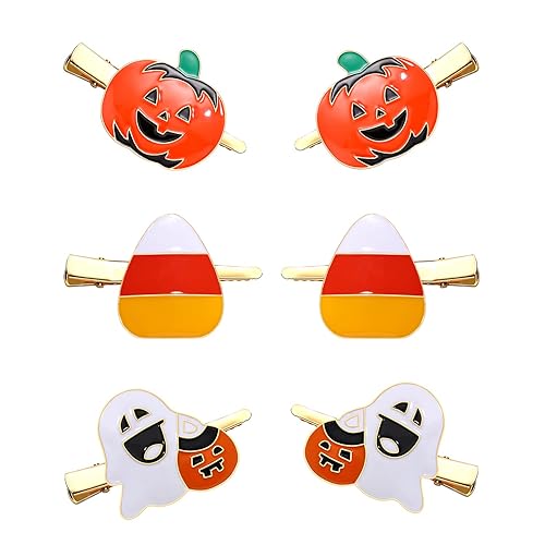 Boderier 6 Pack Halloween Hair Clips for Women Girls Halloween Headdress Candy Corn Pumpkin Ghost Hair Clips Party Costume Hair Accessories