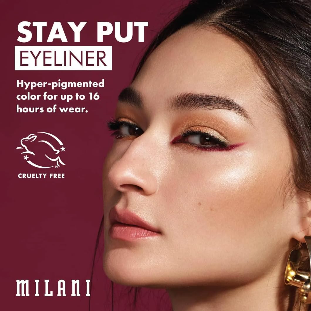 Milani Stay Put Eyeliner - Semi-Sweet (0.01 Ounce) Cruelty-Free Self-Sharpening Eye Pencil with Built-In Smudger - Line & Define Eyes with High…