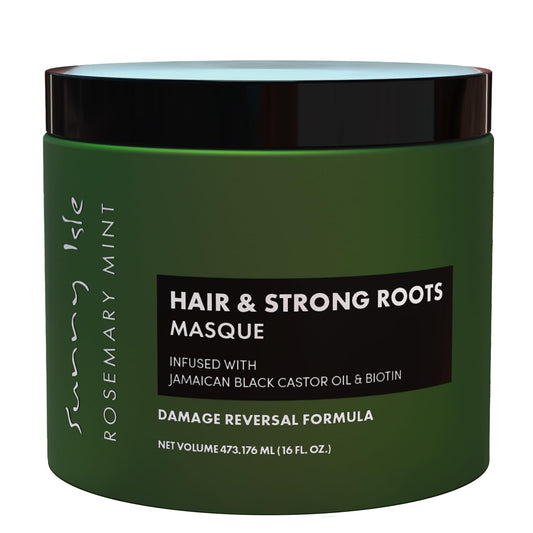 Sunny Isle Rosemary Mint Hair and Strong Roots Masque 16oz | Infused with Biotin and Jamaican Black Castor Oil | Double Growth Formula